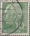Sellos de Europa - Alemania -  Intercambio 0,20 usd 10 pf 1954