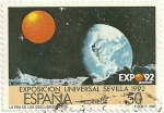 Stamps Spain -  EXPOSICION UNIVERSAL SEVILLA. EXPO´92.LA TIERRA VISTA DESDE LA LUNA. EDIFIL 2876A