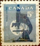 Stamps Canada -  Intercambio 0,20 usd 5 cent 1958