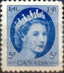 Stamps : America : Canada :  Intercambio 0,20 usd 5 cent 1954