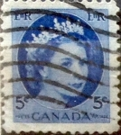 Stamps Canada -  Intercambio 0,20 usd 5 cent 1954