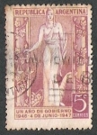 Stamps Argentina -  PRIMER ANIVERSARIO GOBIERNO DE PERON