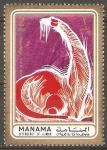 Stamps United Arab Emirates -  ANIMALES  PREHISTÒRICOS.  BRONTOSAURUS.