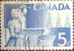 Stamps Canada -  Intercambio 0,20 usd 5 cent 1955