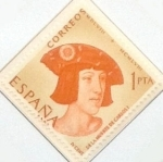 Stamps : Europe : Spain :  1 peseta 1958