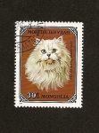 Sellos de Asia - Mongolia -  FELINOS - Gato persa blanco de pelo largo
