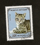 Stamps : Asia : Mongolia :  FELINOS - Gato Silver Tabby