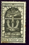 Stamps Italy -  10º Aniversario de la Anexion de Fiume. Ancla y coraza