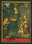 Sellos de Asia - Emiratos rabes Unidos -  Ajman, Navidad de 1972 - Pinturas (III). Virgen de las Rocas; por Leonardo da Vinci