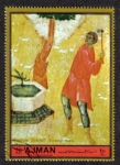 Stamps United Arab Emirates -  Ajman, Pascua: iconos rusos. Hombre joven; Escuela de moscú
