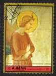 Stamps United Arab Emirates -  Ajman, Navidad de 1972 - Pinturas (III). La Anunciación; por Fra Angelico