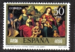 Stamps Spain -   Painters- Juan de Juanes. 'Adoración del Cordero Místico' de Juan de Juanes