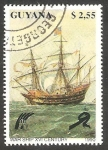 Stamps Guyana -  Nave de guerra del siglo XVI