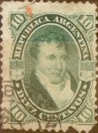 Sellos de America - Argentina -  Intercambio 18,00 usd 10 cent. 1867