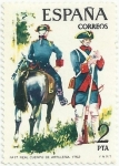 Stamps Spain -  UNIFORMES MILITARES.Nº17. REAL CUERPO DE ARTILLERIA 1762. EDIFIL 2237