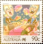Stamps Australia -  Intercambio 1,25 usd 90 cents.1988