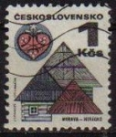 Stamps : Europe : Czechoslovakia :  CHECOSLOVAQUIA 1971 Scott 1733 Sello Arquitectura Roofs and Folk Horacko Michel 2010