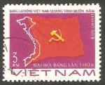 Sellos de Asia - Vietnam -   Mapa de Vietnam y Bandera