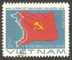 Sellos de Asia - Vietnam -   Mapa de Vietnam y Bandera