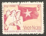 Sellos de Asia - Vietnam -  Militares y Bandera