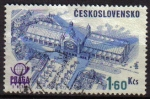 Stamps Czechoslovakia -  CHECOSLOVAQUIA 1976 SCOTT C84 SELLO PRAGA 88 SALA DEL CONGRESO Y AVION Michel 2325
