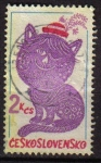 Stamps : Europe : Czechoslovakia :  CHECOSLOVAQUIA 1980 SCOTT 2325 SELLO GATO DANDY AND POSY Michel 2580