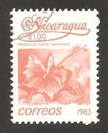 Stamps Nicaragua -  1252 - flor hibiscus rosa sinensis