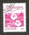 Stamps Nicaragua -  1252 - flor hibiscus rosa sinensis