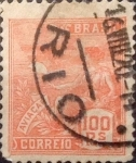 Stamps : America : Brazil :  Intercambio 0,40 usd 100 reis 1920
