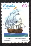 Stamps Spain -  Navío El Catalán Siglo XVIII 