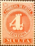 Stamps Chile -   Intercambio 0,30 usd 4 cents. 1898