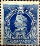Stamps Chile -  Intercambio 0,20 usd 5 cents. 1901