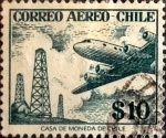 Stamps Chile -  Intercambio 0,20 usd 10 pesos 1957