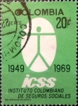 Stamps : America : Colombia :  Intercambio 0,20 usd 20 cents. 1969