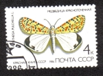 Stamps Russia -  Crimson-speckled moth (Utetheisa pulchella)