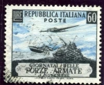 Stamps Italy -  Dia de las fuerzas armadas. Carro y avion