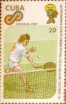 Stamps : America : Cuba :  Intercambio 0,65 usd 20 cents. 1989
