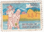 Stamps : Asia : Indonesia :  SEMBRANDO ARROZ