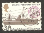 Sellos de Europa - Reino Unido -  725 - Centº de U.P.U., transporte del correo en barco