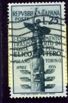 Stamps Italy -  1ª experiencia del transporte de correo por helicoptero de Milan a Turin. Trofeo de la feria de Mila