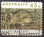 Sellos del Mundo : Oceania : Australia : AUSTRALIA 1992 Scott 1235a Sello Especies amenazadas extinción Quiropteros Parma Wallaby usado Miche