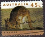 Stamps : Oceania : Australia :  AUSTRALIA 1993 Scott 1275 Sello Animales Canguro con cria Kangaroo with joey Usado Michel 1403