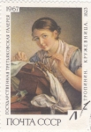 Stamps Russia -  Pintura de una joven