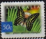 Stamps : Oceania : Australia :  AUSTRALIA 2003 Scott 2160 Sello Fauna Mariposa Butterfly Green spotted triangle usado Michel 2238