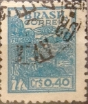 Stamps : America : Brazil :  Intercambio 0,20 usd  40 cents. 1947