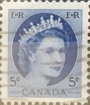 Sellos de America - Canad� -  Intercambio 0,20 usd 5 cents. 1954