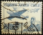 Stamps : America : Chile :  Aeroplano y la Isla de Moaí