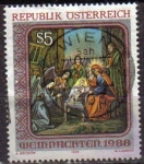 Stamps Austria -  AUSTRIA 1988 Scott 1446 Sello º Navidad Christmas Pintura de Iglesia de St. Barbara Michel 1943