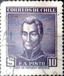 Stamps : America : Chile :  Intercambio 0,20 usd 10 pesos 1956