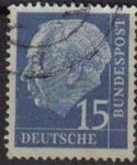 Stamps : Europe : Germany :  ALEMANIA 1957 Scott 709 Sello Presidente Heinrich Lubke 15 Usado Michel 184 Allemagne Duitsland Germ